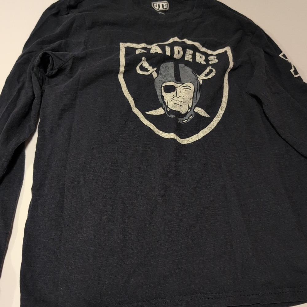OAKLAND LAS‎ VEGAS RAIDERS Long Sleeve Shirt Black BIG Logo NFL Football OTS S